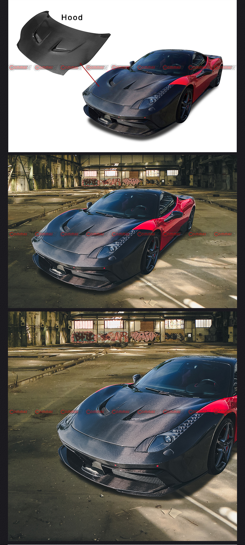 페라리 458 블랙 세일 엔진 후드