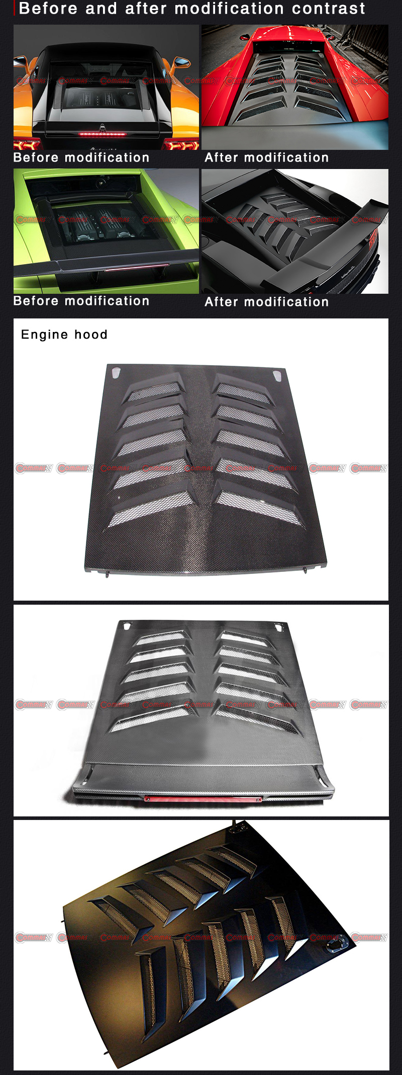 st 스타일 Lambroghini Gallardo 후면 트렁크 후드