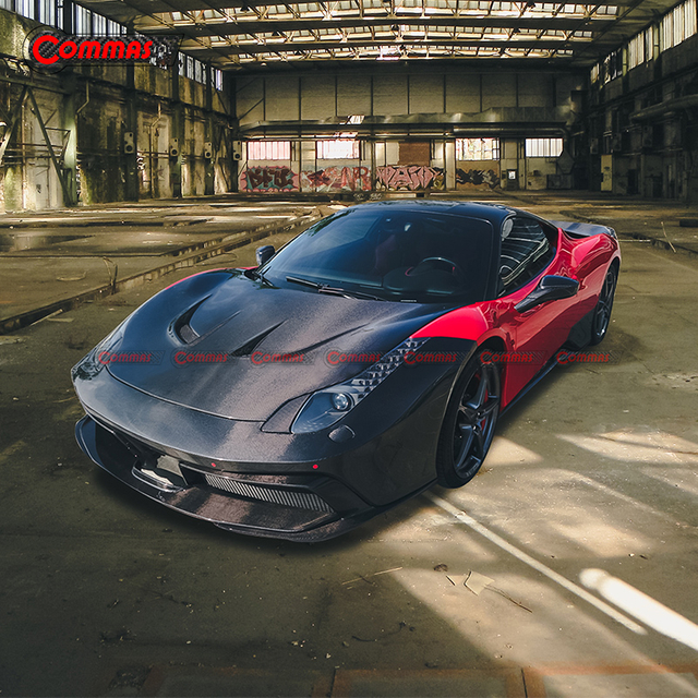 페라리 458용 블랙 돛 스타일 탄소 섬유 엔진 커버