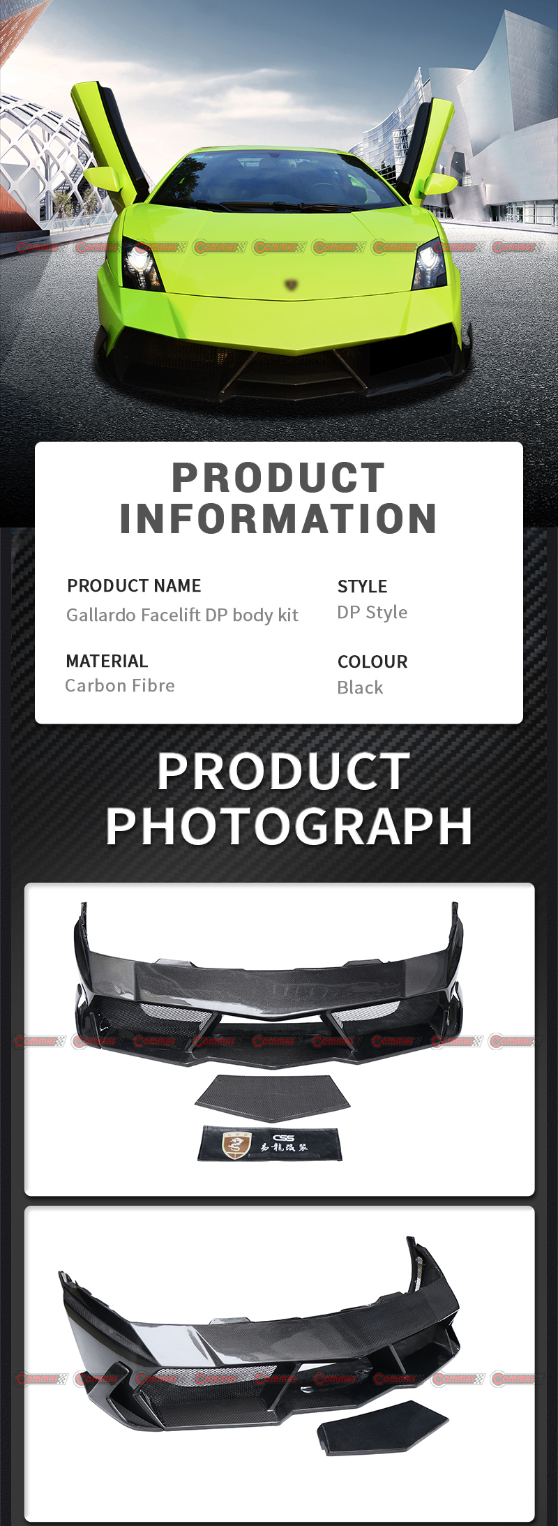 Lambroghini Gallardo Darwinpro 스타일 바디 키트